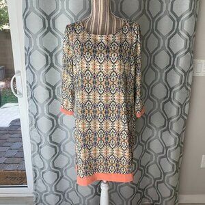 Pink Owl Patterned Long Sleeve Peach Dress